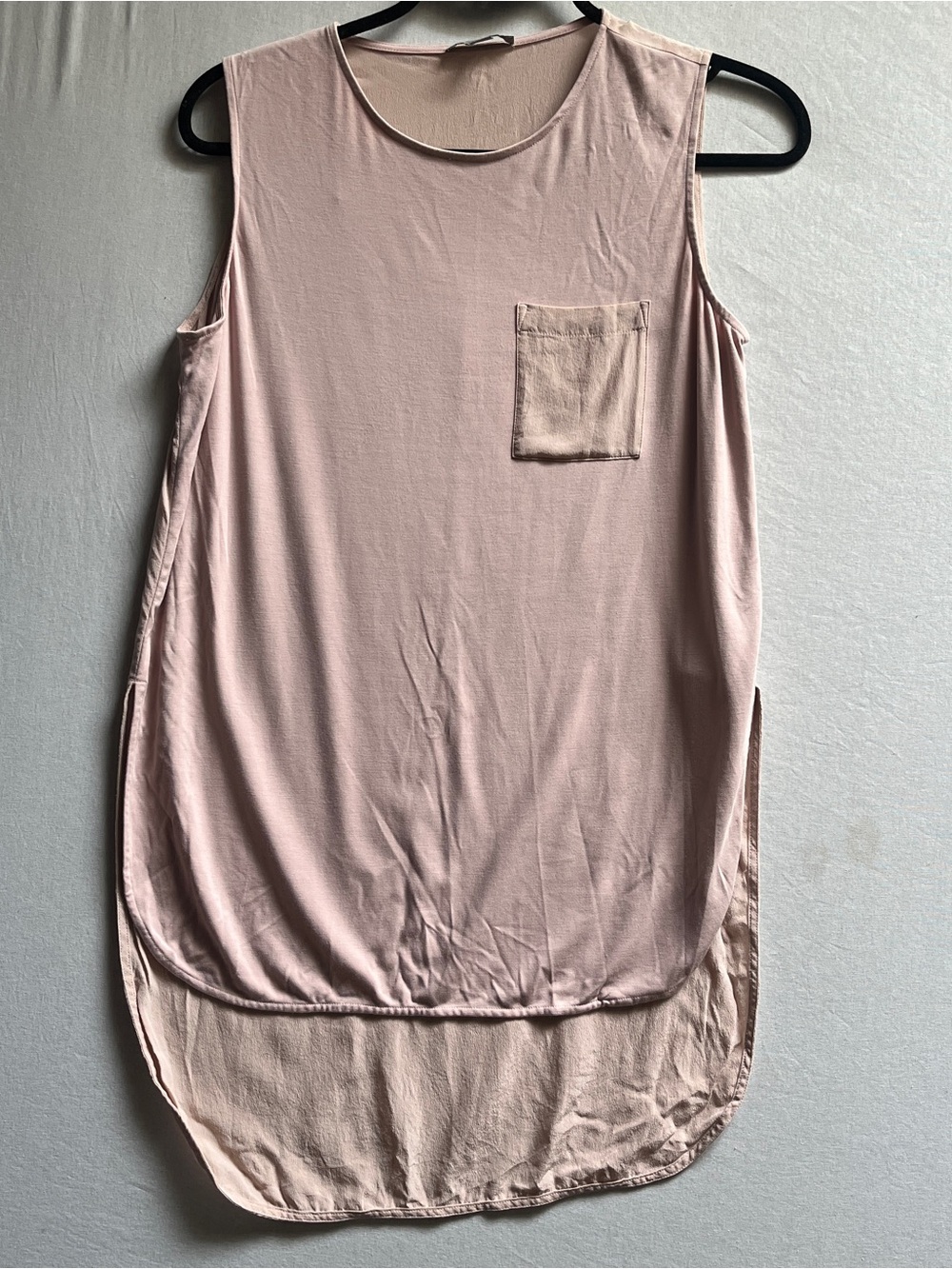COS Blush Pink Silk Sleeveless Pocket Tunic Top Sz S